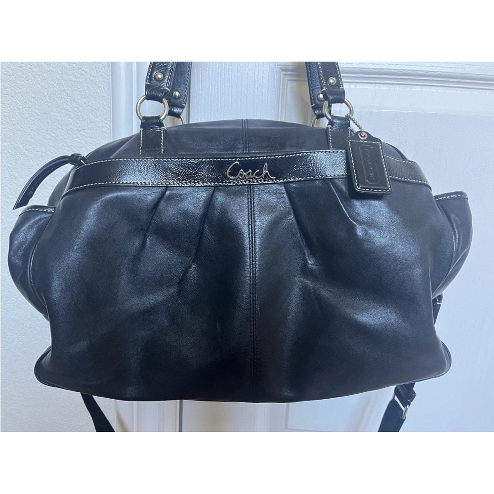 COACH Black Leather Women's Diaper purse Bag - Picture 2 of 7